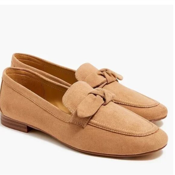 NWT J. Crew Sueded Bow Loafers in tan 8.5 - Picture 1 of 12